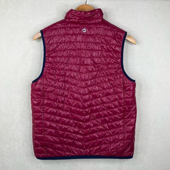 Vineyard Vines Marron & Blue Shiny Mountain Weekend Quilted Puffer Vest Small - Picture 8 of 9